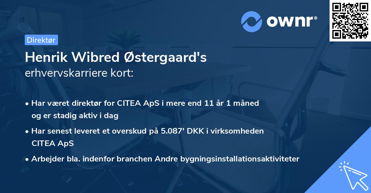 Henrik Wibred Østergaard's erhvervskarriere kort