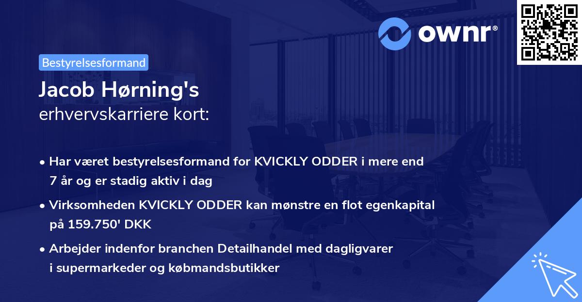 Jacob Hørning's erhvervskarriere kort