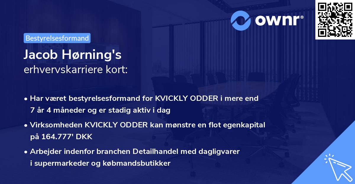 Jacob Hørning's erhvervskarriere kort