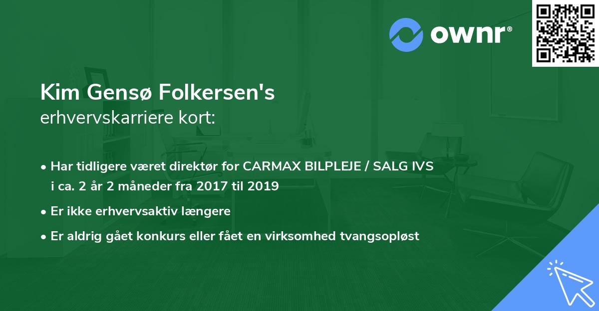 Kim Gensø Folkersen's erhvervskarriere kort