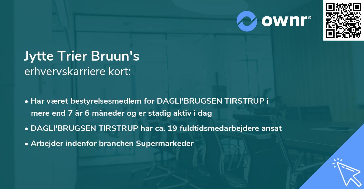 Jytte Trier Bruun's erhvervskarriere kort