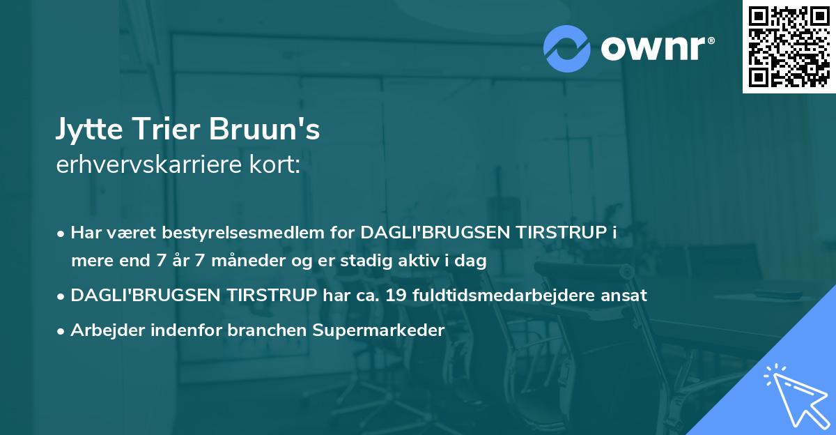 Jytte Trier Bruun's erhvervskarriere kort