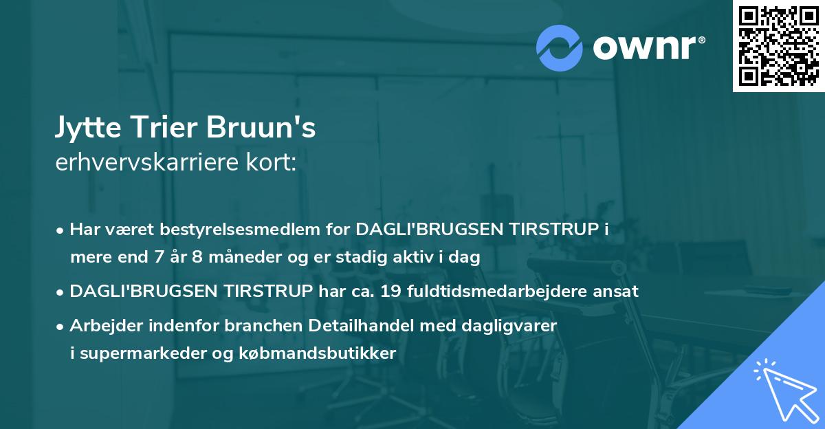 Jytte Trier Bruun's erhvervskarriere kort