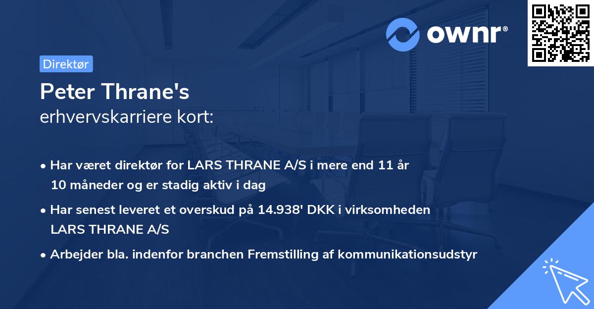 Peter Thrane's erhvervskarriere kort