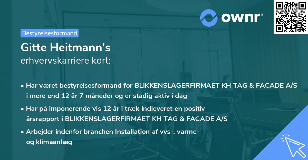 Gitte Heitmann's erhvervskarriere kort