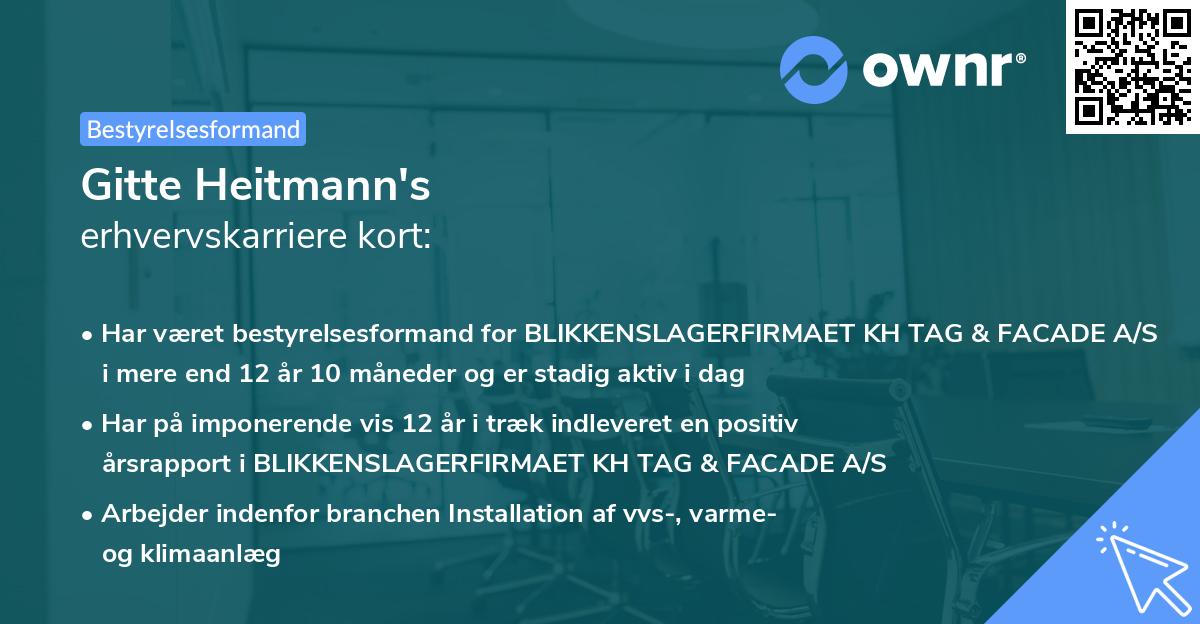 Gitte Heitmann's erhvervskarriere kort