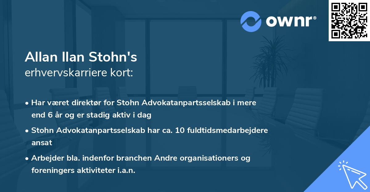 Allan Ilan Stohn's erhvervskarriere kort