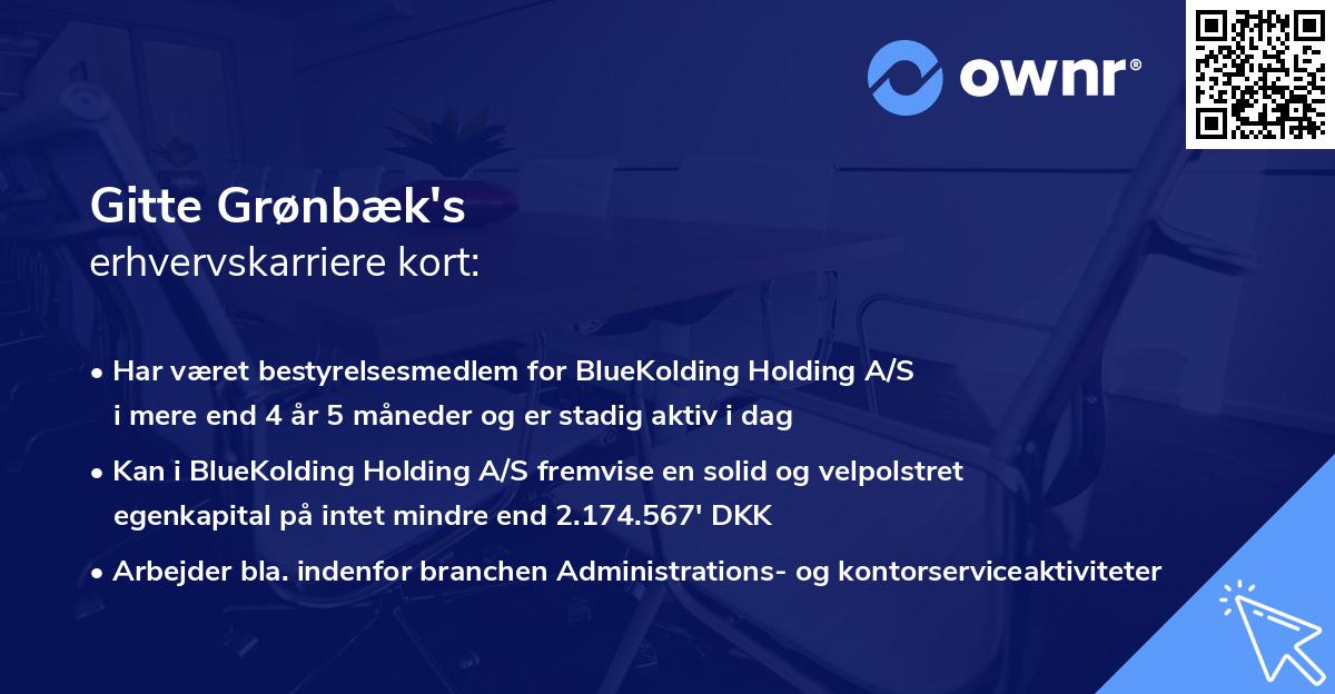 Gitte Grønbæk's erhvervskarriere kort