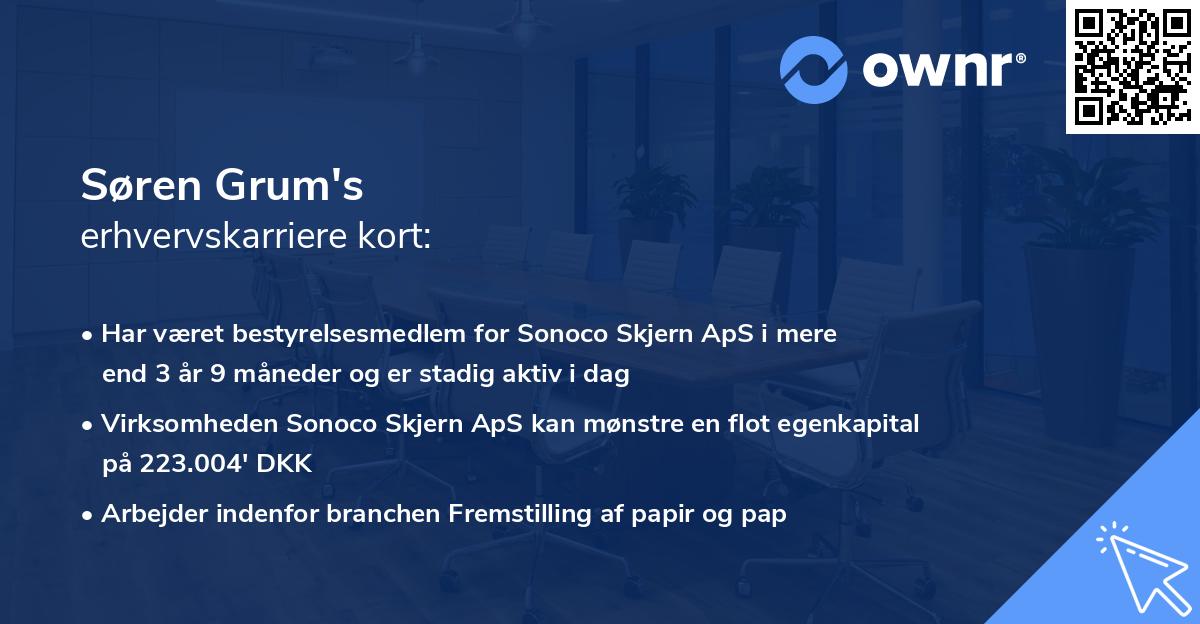 Søren Grum's erhvervskarriere kort