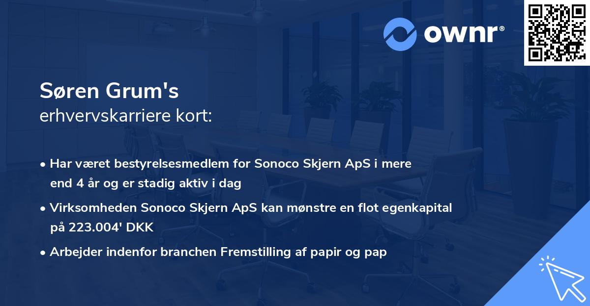 Søren Grum's erhvervskarriere kort