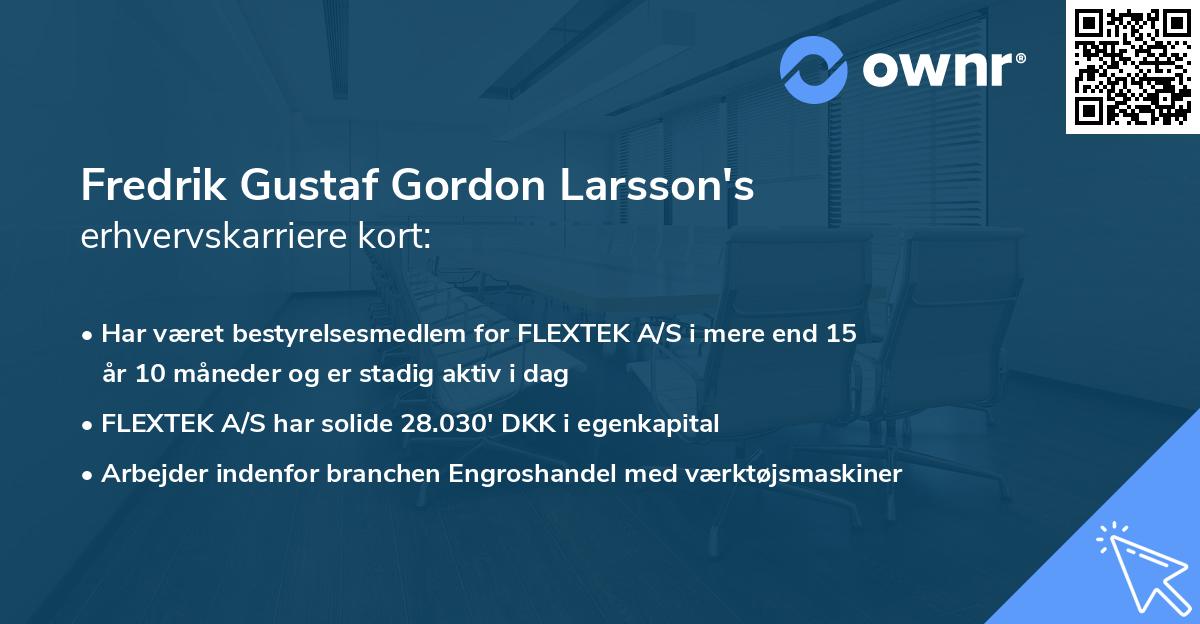 Fredrik Gustaf Gordon Larsson's erhvervskarriere kort