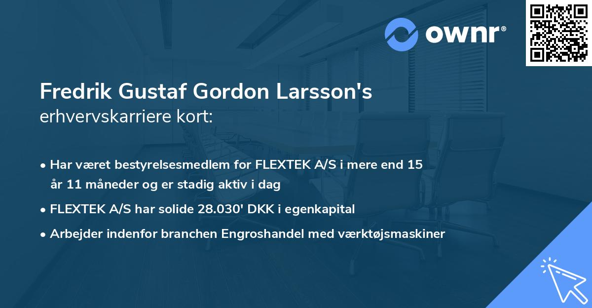 Fredrik Gustaf Gordon Larsson's erhvervskarriere kort