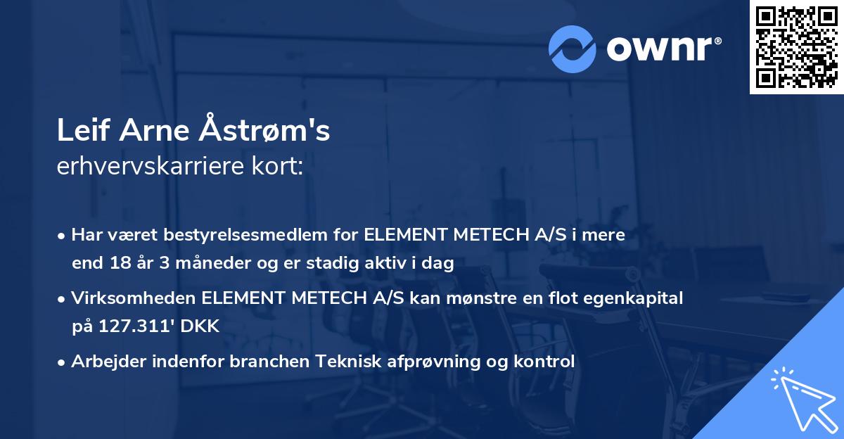 Leif Arne Åstrøm's erhvervskarriere kort
