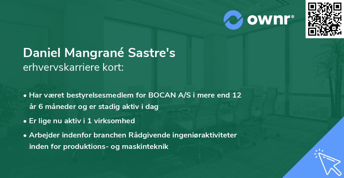 Daniel Mangrané Sastre's erhvervskarriere kort