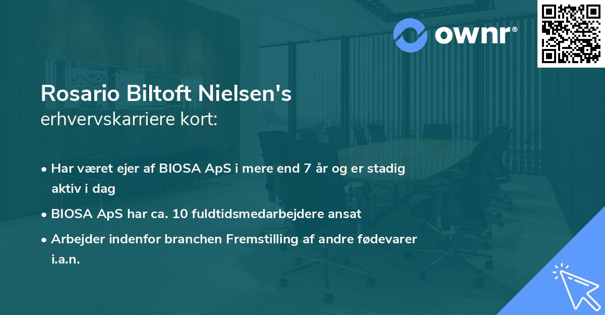 Rosario Biltoft Nielsen's erhvervskarriere kort