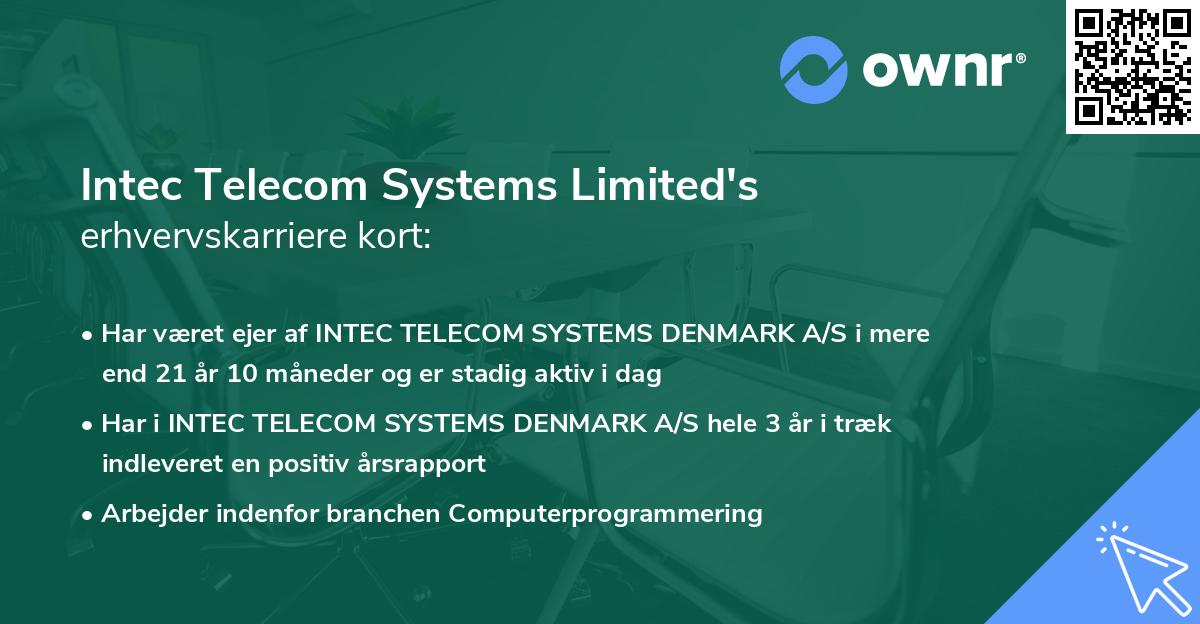 Intec Telecom Systems Limited's erhvervskarriere kort