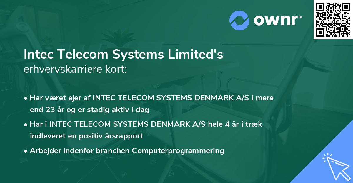 Intec Telecom Systems Limited's erhvervskarriere kort