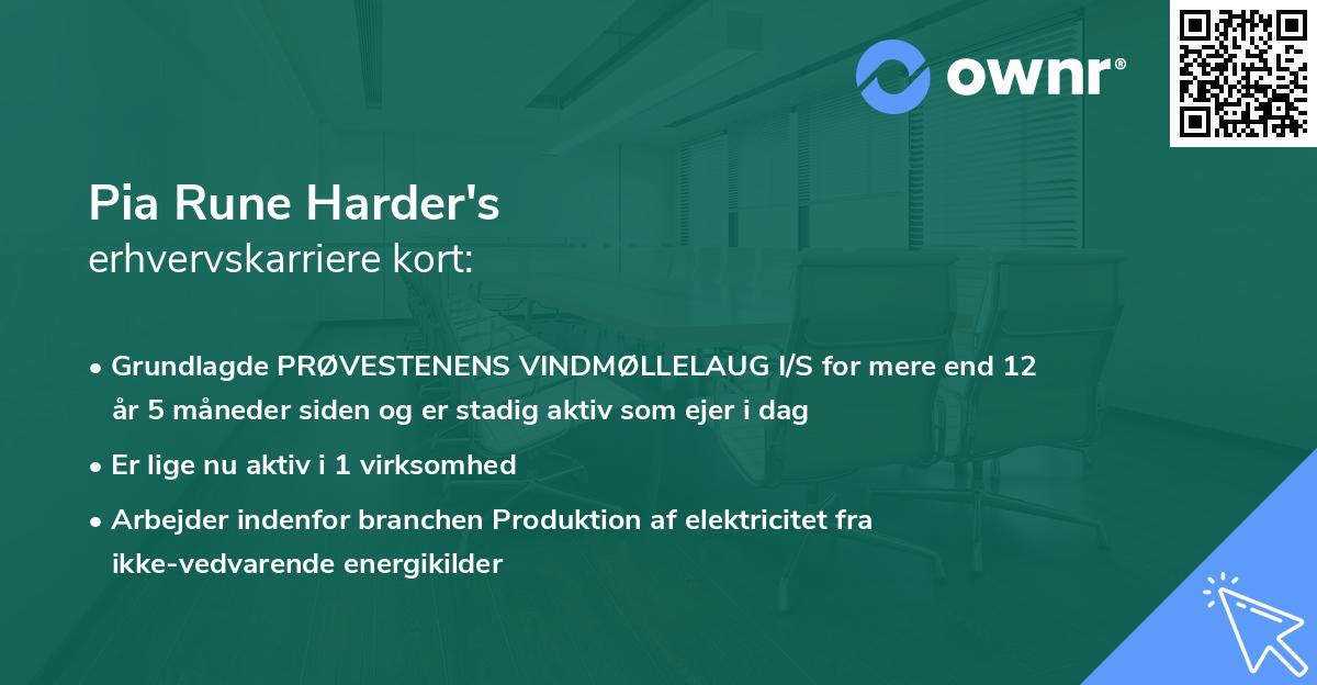 Pia Rune Harder's erhvervskarriere kort
