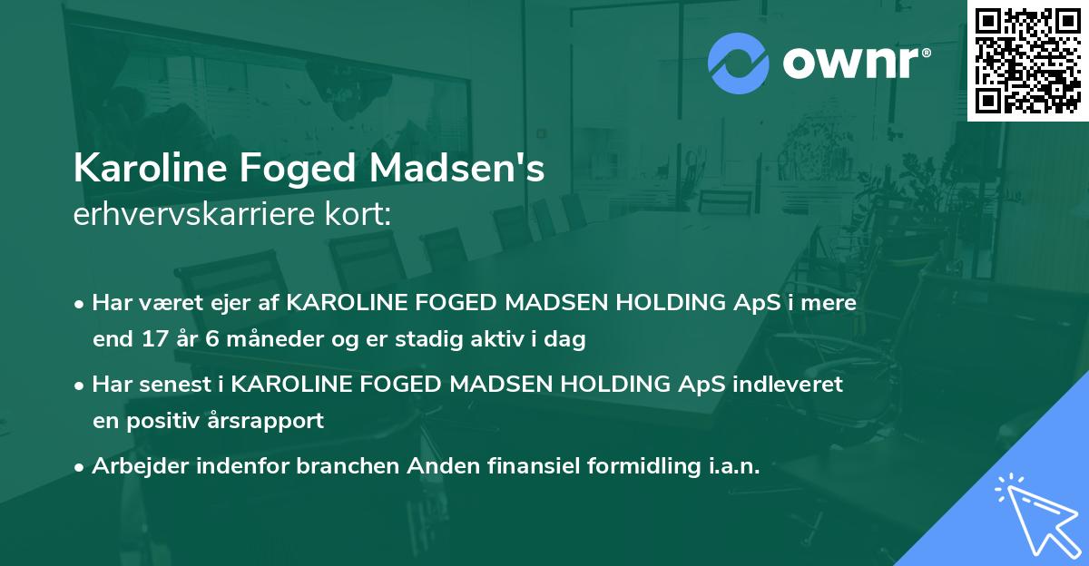 Karoline Foged Madsen's erhvervskarriere kort