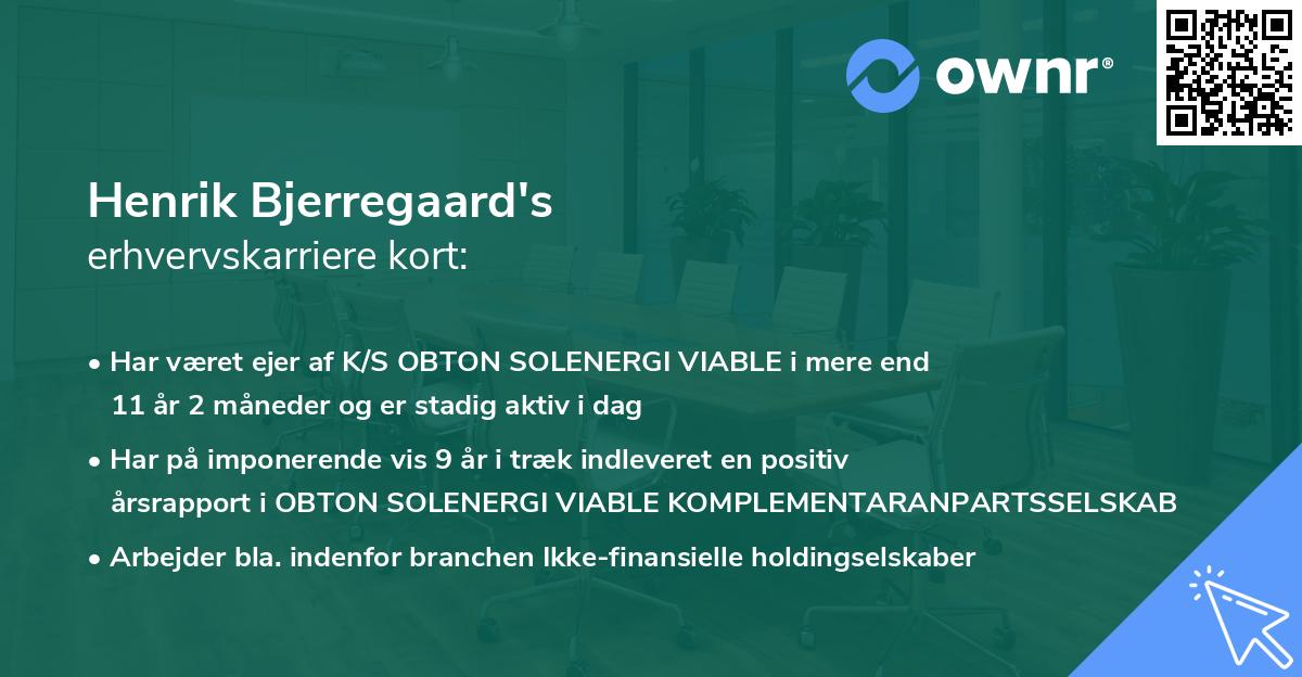 Henrik Bjerregaard's erhvervskarriere kort