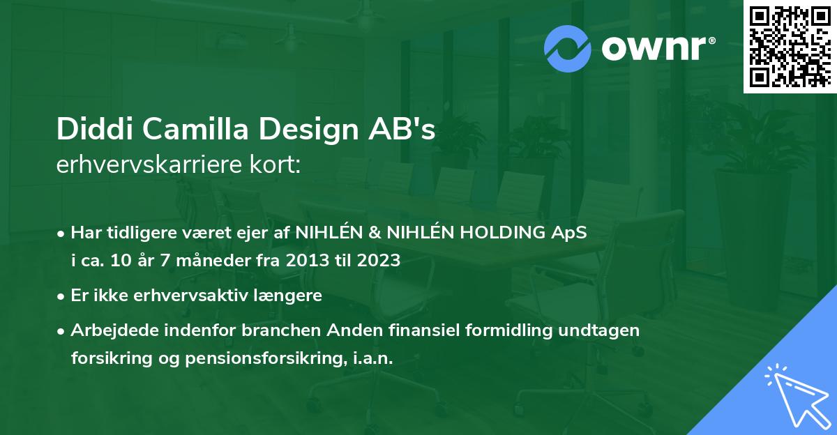 Diddi Camilla Design AB's erhvervskarriere kort