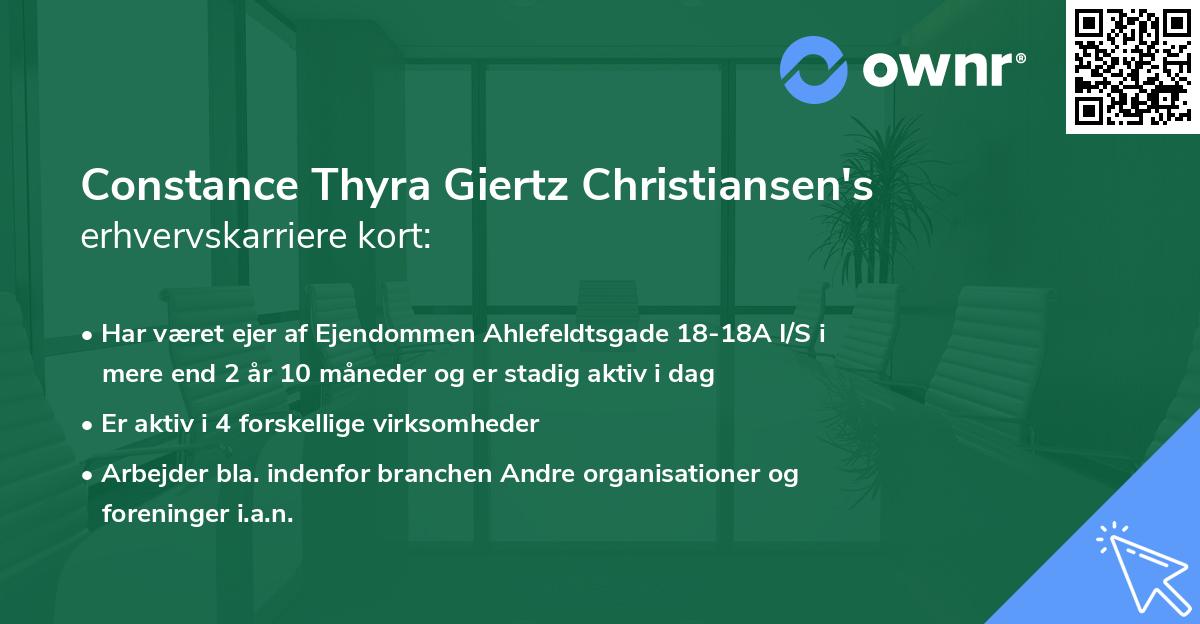 Constance Thyra Giertz Christiansen's erhvervskarriere kort