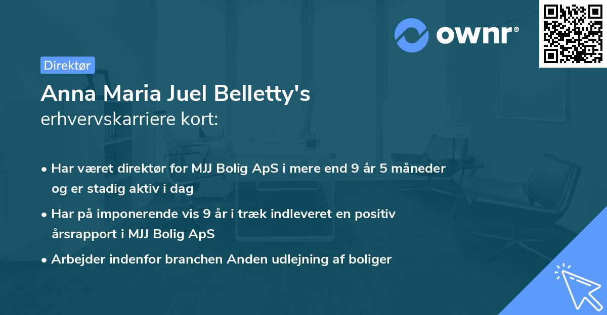 Anna Maria Juel Belletty's erhvervskarriere kort