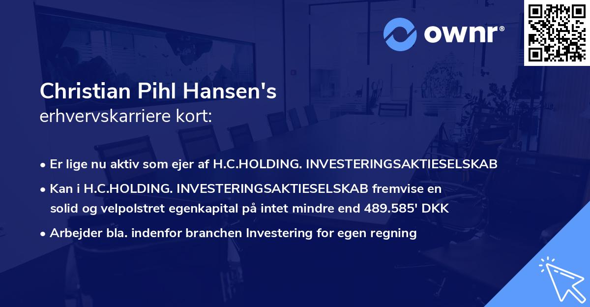 Christian Pihl Hansen's erhvervskarriere kort