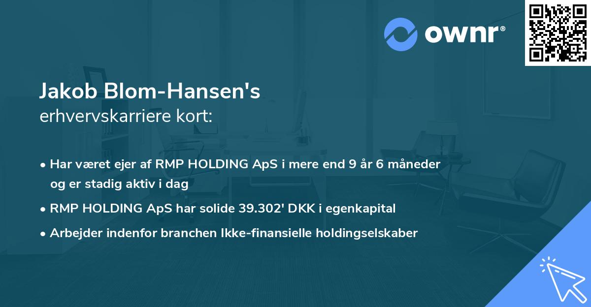Jakob Blom-Hansen's erhvervskarriere kort