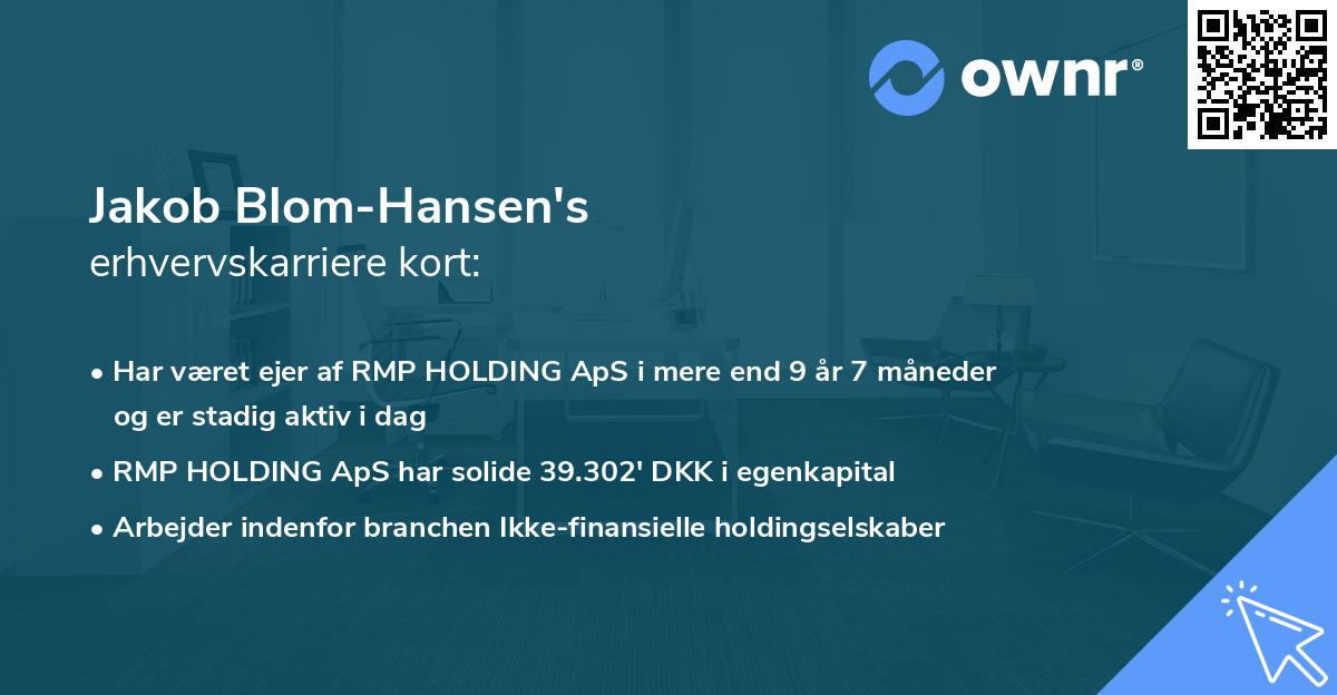 Jakob Blom-Hansen's erhvervskarriere kort