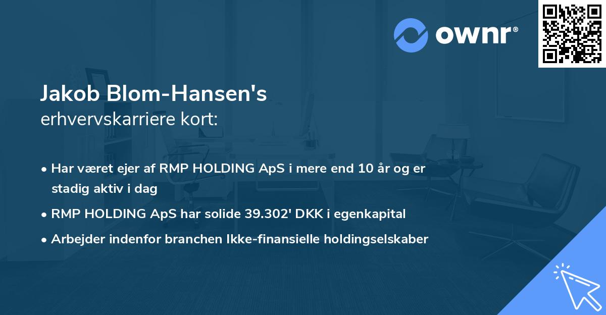 Jakob Blom-Hansen's erhvervskarriere kort