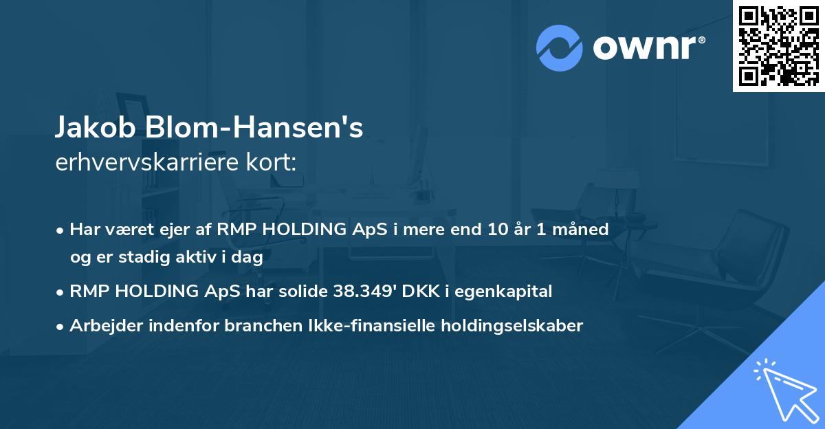 Jakob Blom-Hansen's erhvervskarriere kort