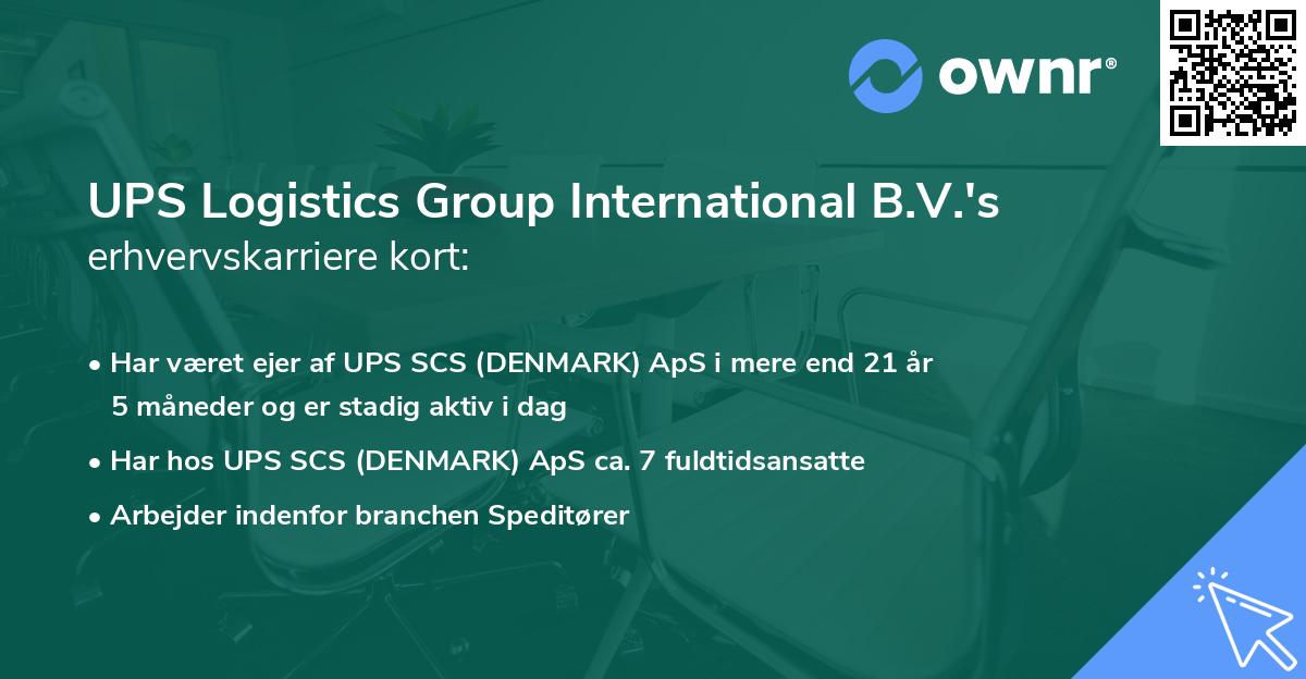 UPS Logistics Group International B.V.'s erhvervskarriere kort