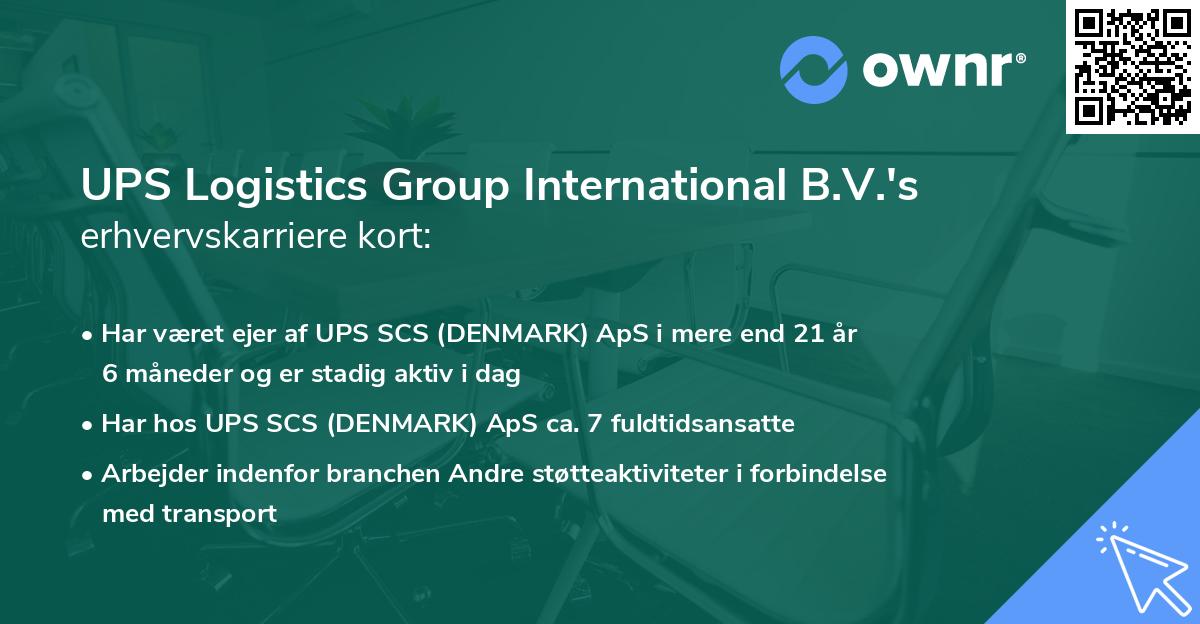 UPS Logistics Group International B.V.'s erhvervskarriere kort