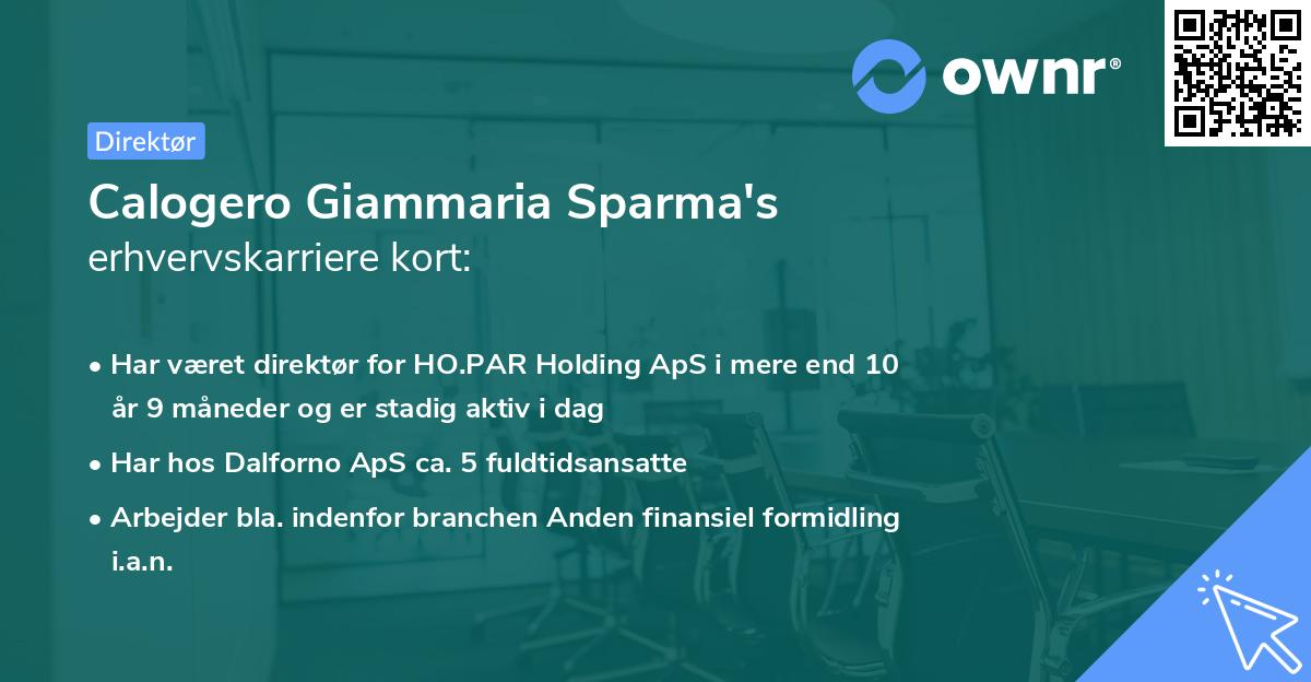 Calogero Giammaria Sparma's erhvervskarriere kort