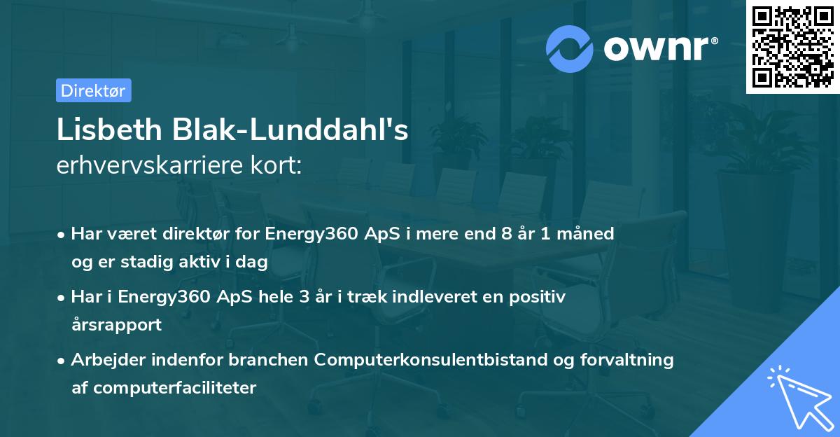 Lisbeth Blak-Lunddahl's erhvervskarriere kort
