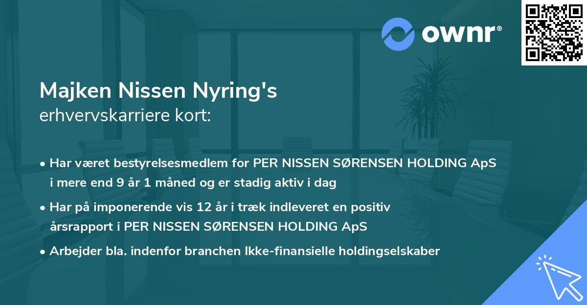 Majken Nissen Nyring's erhvervskarriere kort