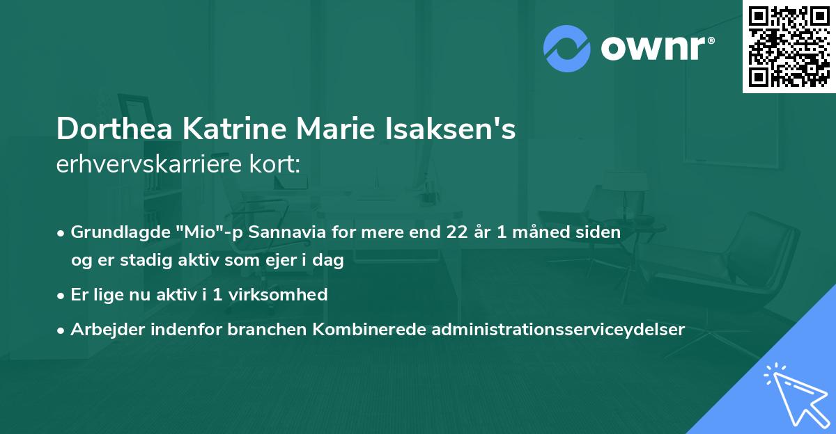 Dorthea Katrine Marie Isaksen's erhvervskarriere kort