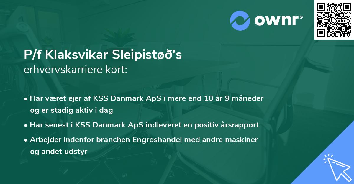 P/f Klaksvikar Sleipistøð's erhvervskarriere kort