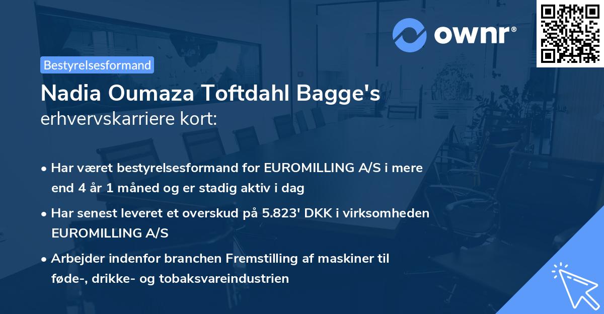 Nadia Oumaza Toftdahl Bagge's erhvervskarriere kort