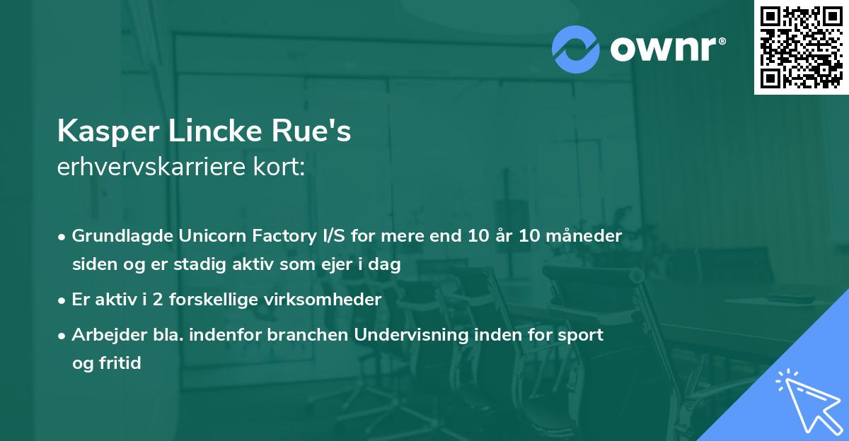 Kasper Lincke Rue's erhvervskarriere kort
