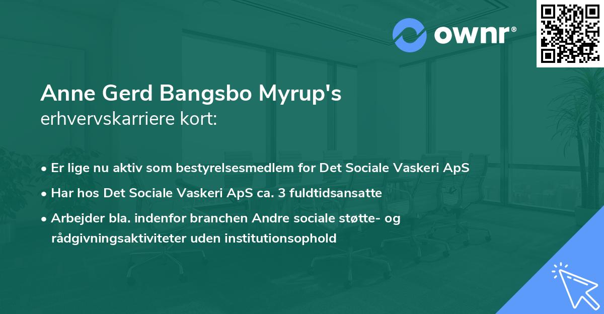 Anne Gerd Bangsbo Myrup's erhvervskarriere kort