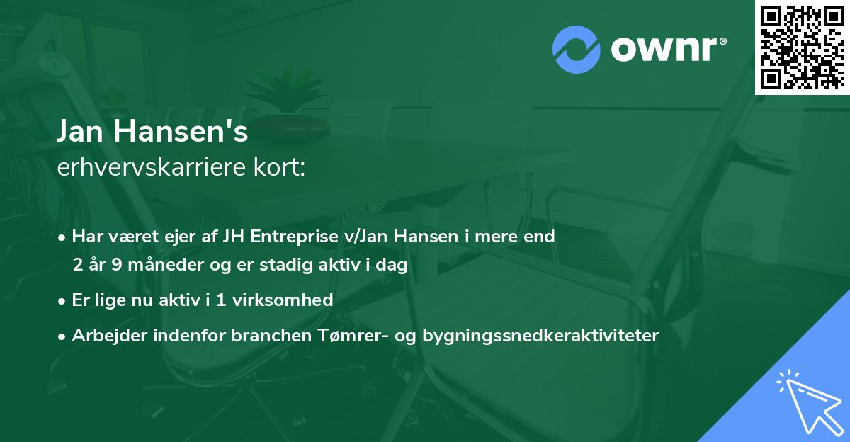 Jan Hansen's erhvervskarriere kort