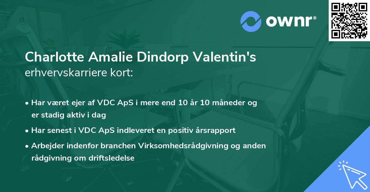 Charlotte Amalie Dindorp Valentin's erhvervskarriere kort