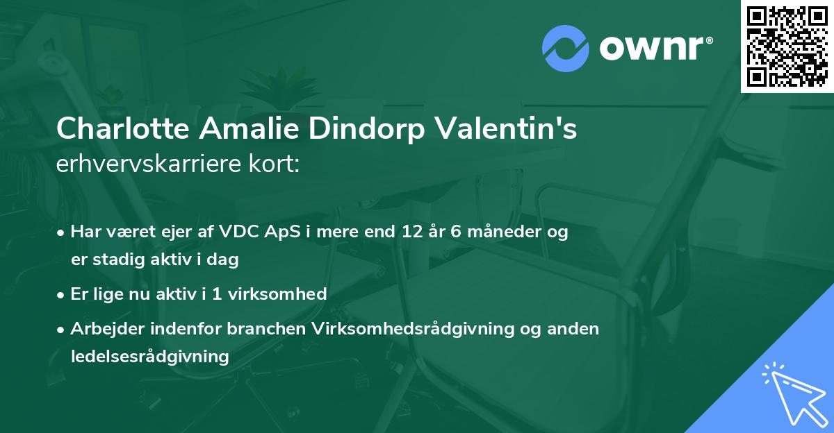 Charlotte Amalie Dindorp Valentin's erhvervskarriere kort
