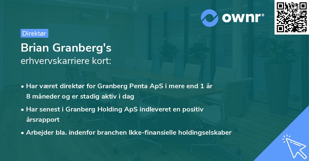 Brian Granberg's erhvervskarriere kort