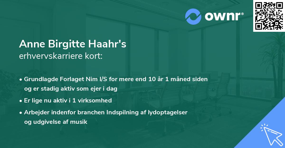 Anne Birgitte Haahr's erhvervskarriere kort