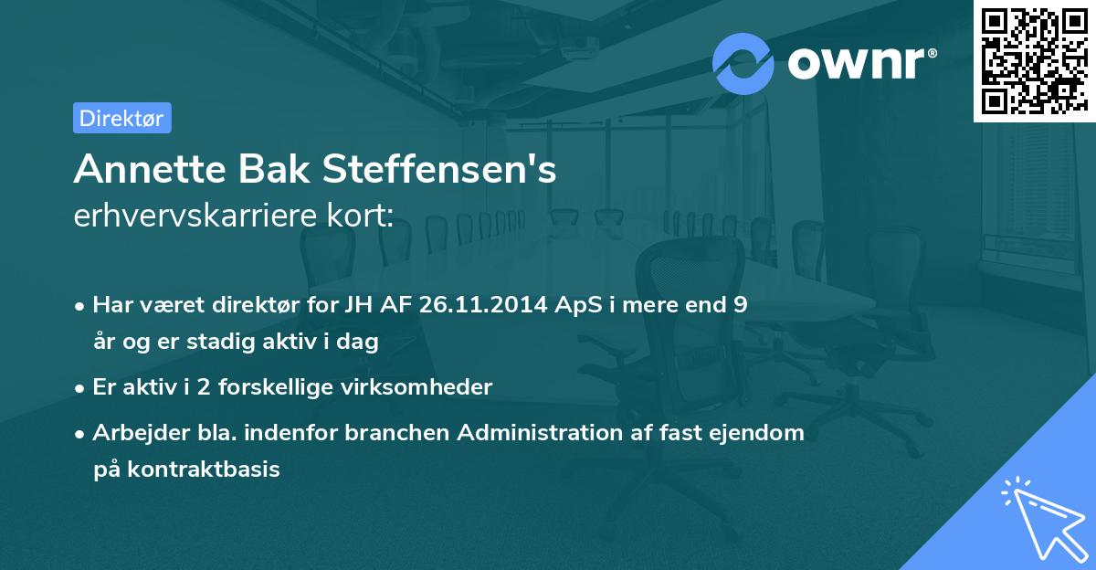 Annette Bak Steffensen's erhvervskarriere kort