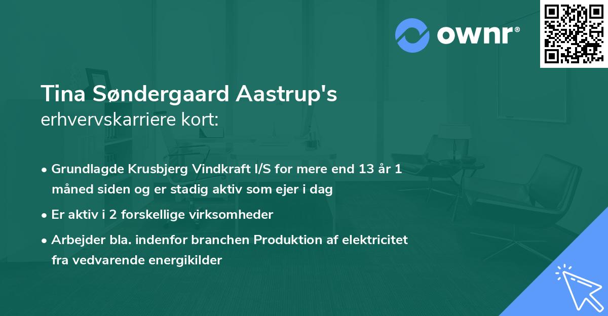 Tina Søndergaard Aastrup's erhvervskarriere kort