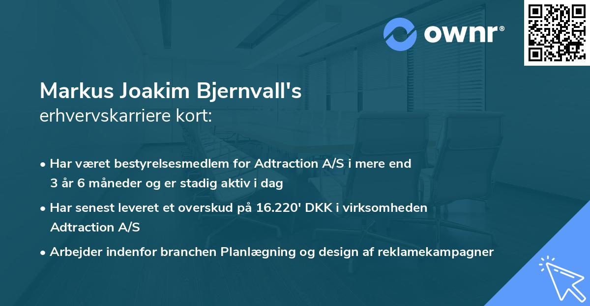 Markus Joakim Bjernvall's erhvervskarriere kort